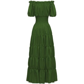 Abaowedding Renaissance Women Medieval Chemise Dress Pirate Peasant Top Irish Under Dress (Army 2XL)