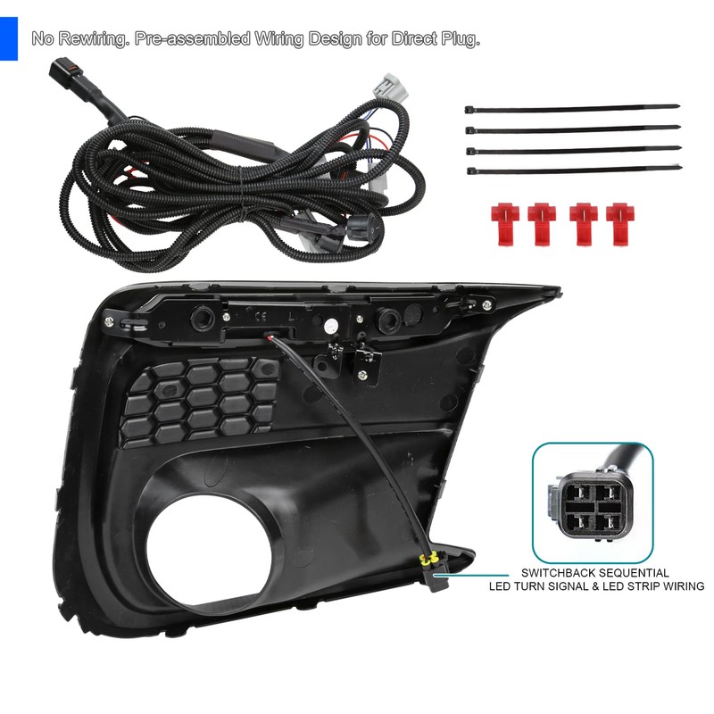 Spec-D Tuning Switchback LED DRL Sequential Fog Lights Bezel Compatible