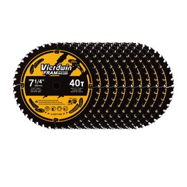 Vierdwin 7-1/4 Inch Circular Saw Blade 10-Pack – 40 Teeth, 5/8 Inch Arbor, Precision Wood Cutting Blades for Softwood, Hardwood, Plywood, MDF, and More – Ideal for Circular Saws and Cordless Saws