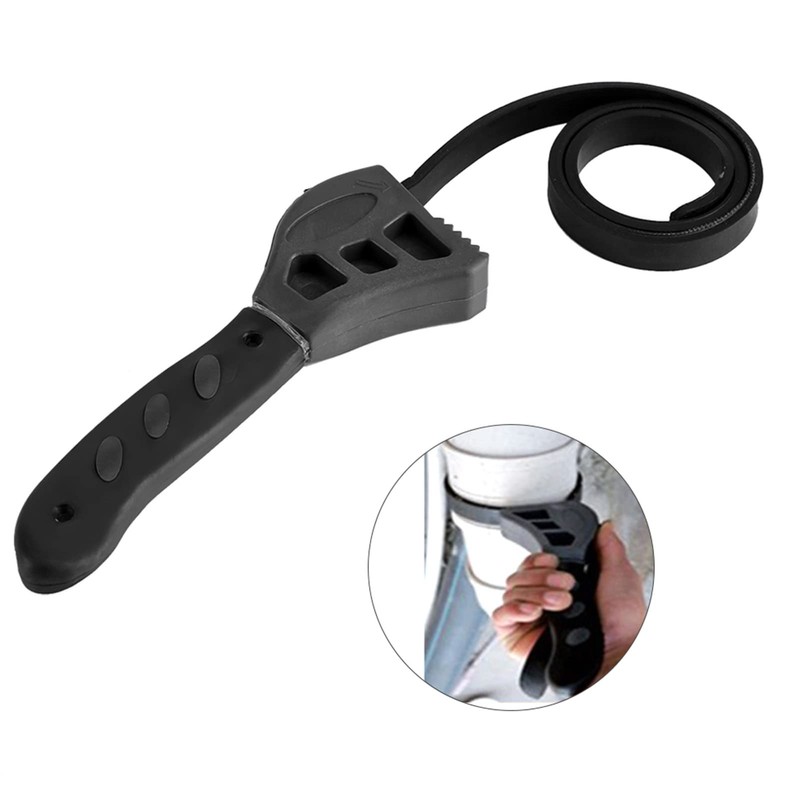 Rubber Strap Wrench, Adjustable 500mm Jar Opener Pipe DIY Wrench