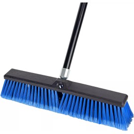 18 Inches Outdoor Push Broom Heavy Duty Shop Broom with 63" Long Handle for D...