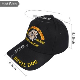 Kinoy Marines Once a Marine Corps EGA Devil Dog First to Fight Embroidered Cap Hat Black