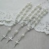 Baptism Favors (24PCS) Mini Rosaries simulated pearl Beads with Sivler