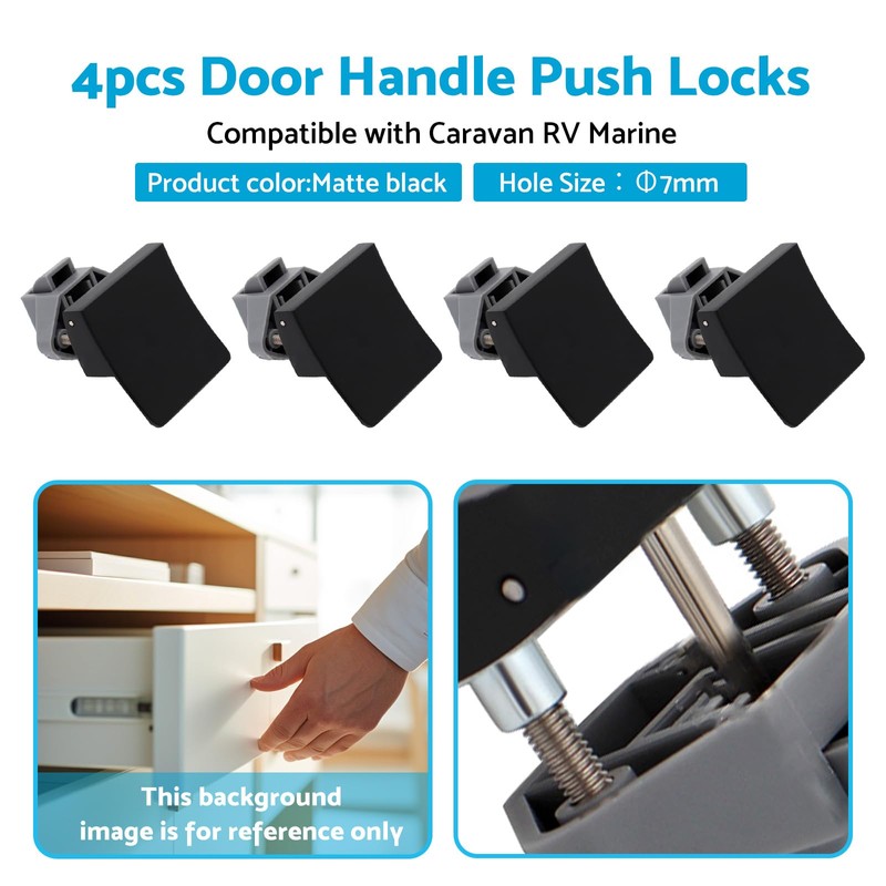 MAX COOL 4PCS Square Door Handle Push Locks Marine Latch