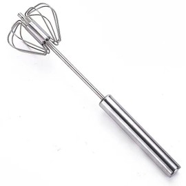 Egg Whisk, Hand Push Whisk Blender, Stainless Steel Egg Beater, Milk Frother, Rotating Push Mixer Stirrer for Whisking, Beating, Stirring