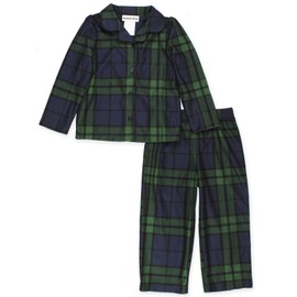 Komar Kids Holiday Green Plaid Toddler Girls 2pc Coat Pajamas (4T, Toddler Green)
