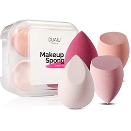Makeup Sponge Blender DUAIU 4 Pack Beauty Blender Foundation Sponges Set 4 Color Latex Free Blender Beauty Makeup Sponges with 1 Sponge Holder Case for Liquid Foundation Powder Sunscreen and Cream