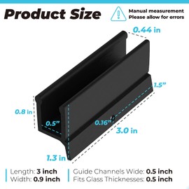 PalpitateC Black Sliding Shower Door Bottom Guide with Screw fits for Sliding Shower Doors, 1/2" Wide x 3" Long for Glass Shower Door Plastic Guide - 1 Pack
