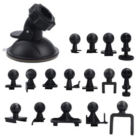 BiBiFly Car Suction Cup for Dash Cam Holder with 16 Different Types Swivel Ball Adapter Use for Driving DVR Camera Camcorder GPS Action Camera, Vehicle Video Recorder on Windshield & DashBoard