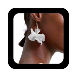 Enautoabs Boho Acrylic Flwoer Drop Earrings Resin Tiered Petal Flower Earrings Large White Flower Earrings Exaggerated Flower Dangle Earrings Flower Floral Earrings Jewelry for Women