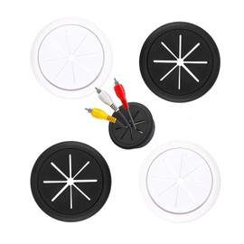 Pack of 4 Cable Grommet Desk, 50 mm Desk Cable Grommet, Table Cable Grommet, Plastic Cable Pass Desk for Desk, Computer Desk (Black + White)