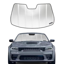 Windshield Sun Shade for Dodge Charger 2011-2023 Without Rearview Mirror Mounted Camera. Reflective Aluminum Film Front Window Sunshade B