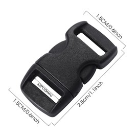 Vin beauty 100 Pack 3/8 Inch Paracord Bracelet Clips Curve Contoured Black Plastic Quick Side Release Buckles for Paracord Bracelets Backpack Dog Collar Straps Webbing Sewing Accessory, Black, 3/8 Inch