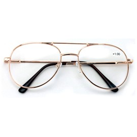 V.W.E. Classic Metal Reading Glasses - Spring Hinge Tear Drop Reader (Gold, 2.75, multiplier_x)