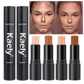 Kaely 4 Color Highlighter Contour Stick,Cream Contour Palette Kit for Beginners,Bronzer Contouring Sticks,contorno maquillaje para mujer en oferta,Concealer Stick Primer Face Makeup Brightener,02+03
