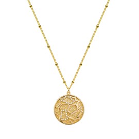 VACRONA Coin Necklace 18k Gold Plated Vintage Textured Medallion Coin Pendant Round Circle Disk Dainty Necklace for Women