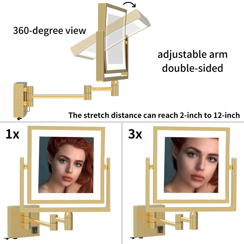 Ruacq Rechargeable Makeup Mirror Double Sided Vanity Mirror with Lights