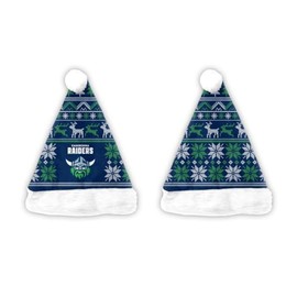 Canberra Raiders NRL Rugby League Mens Adults Ugly Sweater Xmas Santa Hat