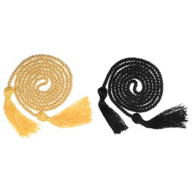sourcing map Pack of 2 Graduation Honor Cord 67 Inches with Tassel Polyester Braided Honor Cord Graduation Ropes for Graduation Party Ceremonies Graduates (Black Gold)
