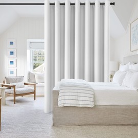 DWCN Total Privacy Room Divider Blackout Curtain for Patio Door, Living Room, Bedroom Partition and Shared Office Space, 1 Grommet Curtain Panel, 8.3ft Wide x 9ft Tall, Greyish White