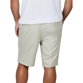 DENIMFY DFAlessio Men's Linen Shorts Regular Fit Drawstring Elastic Waist Plain Black Green Blue Beige White S M L XL XXL 3XL 4XL 5XL, Light Sand, L