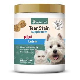 NaturVet – Tear Stain Plus Lutein – Eliminates Unsightly Tear Stains – Enhanced with Cranberry Extract, Marshmallow Root & Oregon Grape Root – for Dogs & Cats