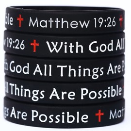 SayitBands 5 With God All Things Are Possible Silicone Wristband Bracelets Matthew 19:26