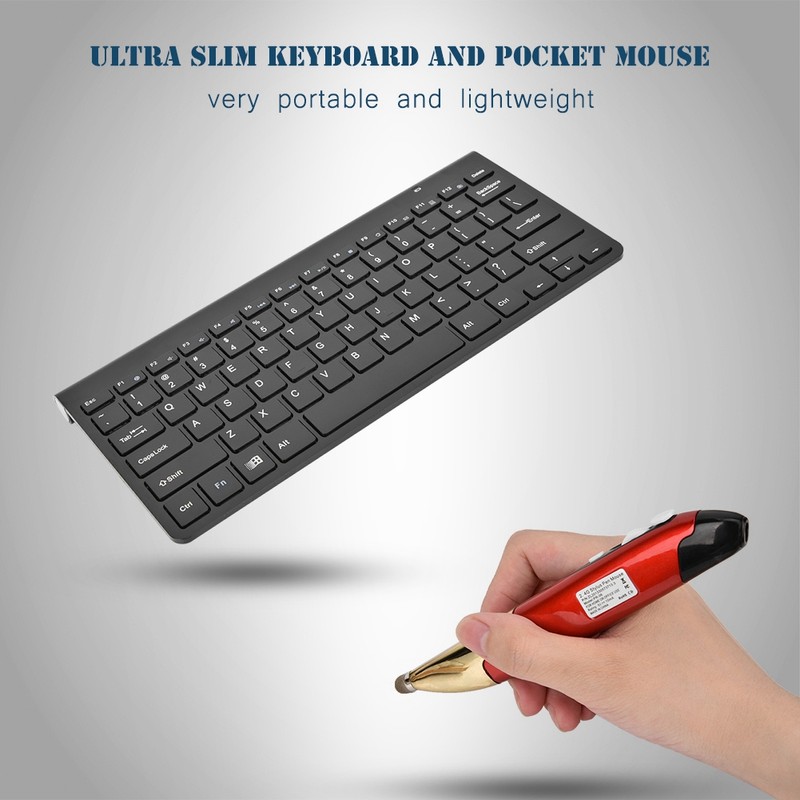 KM-801 Slim Mini 2.4G Wireless Keyboard Pen Mouse Set for