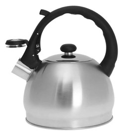 Luckyberg Modern Induction Whistling Kettle Made of Stainless Steel, Tea Kettle for All Hobs, Whistling Kettle, Kettle for Tea Coffee, Approx. 1.8 L, Silver