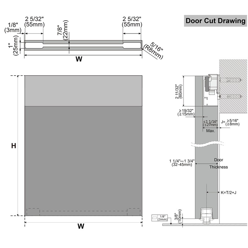 DIYHD 48" Concealed Sliding Barn Door Hardware with Dual Soft