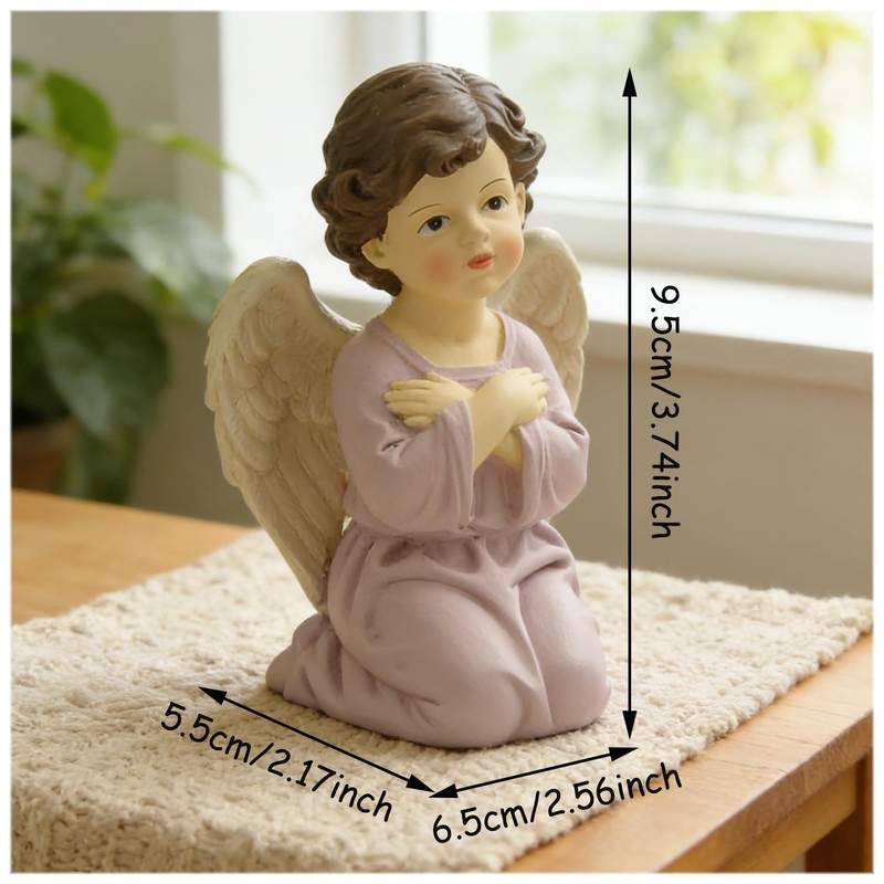 Praying Angel Figurine, 3.74 Inch Resin Guardian Angel Home Decor