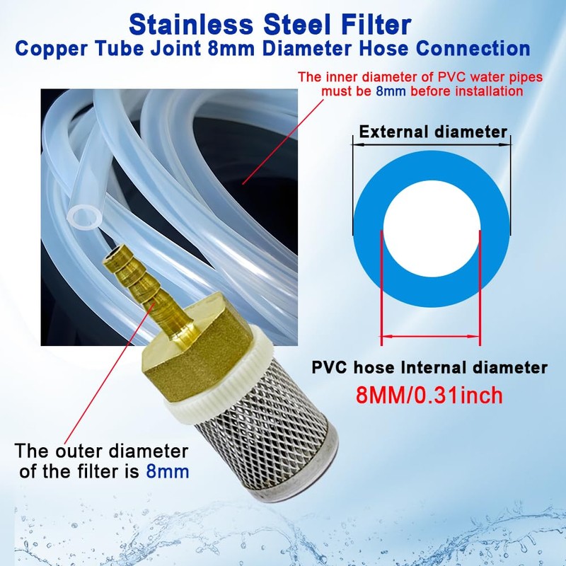 AIMCOCO 8mm Inline Strainers Filter Copper Tube Joint 8mm Diameter