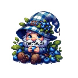 Unbranded Sublimation Print Blueberry Gnome Ready To Press Heat Transfer
