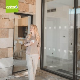 24 x Etched Glass Safety Awareness Stickers - 2 Inch Square Decals for Glass Panels, Doors, Balconies & Shower Doors