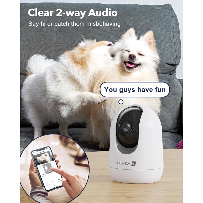 Indoor Security Camera 2K, Pet Camera with Phone App, WiFi