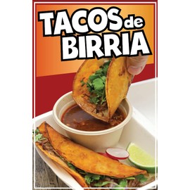 Tacos de birria Decal Window Sticker Mexican Food Truck Concession Vinyl Restaurant Taqueria Sign (10" x 7")