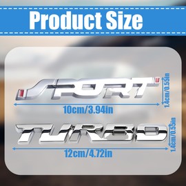 3D Metal Car Aufkleber Sticker Aufkleber Auto, 2 Stück, Auto Emblem Badge Sticker Trunk Bumper Decal, Aufkleber Schriftzug Auto Körper Heckklappe Abzeichen Für Auto, je 1 TURBO groß und 1 SPORT