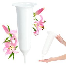 Kadax Plastic cemetery vase, weatherproof, frost-proof flower vase with spike, weather-resistant grave ornament