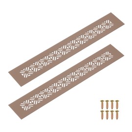 uxcell 2Pcs Aluminum Alloy Air Vents, 300 x 50mm / 11.8 x 2" Rectangle Louvered Ventilation Grille Cover with Mounting Screws for Door Cabinet Wardrobe, Brown