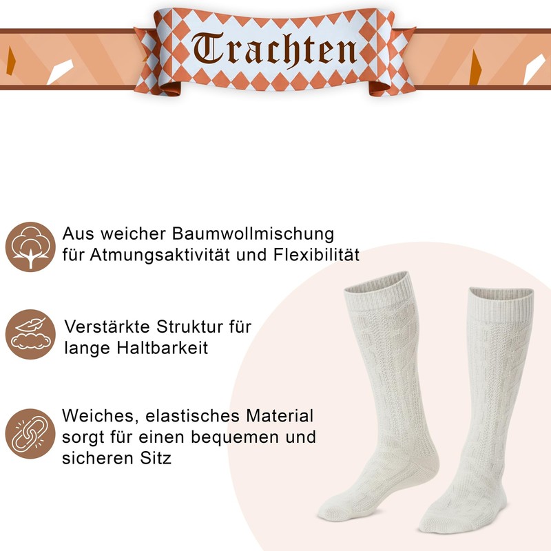 German Wear, short costume socks, braid pattern, socks, 44 cm