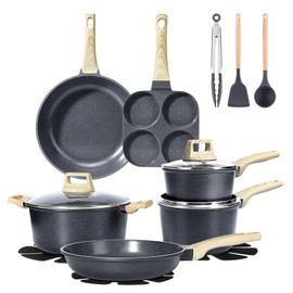 GiPP 22 Piece Ceramic Pots and Pans Set Non Stick - Nonstick Cookware Set, Non-Toxic Healthy Kitchen Cooking Set w/Frying Pans Set, Dishwasher Safe, PTFE/PFOA/PFOS Free