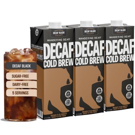 Wandering Bear Decaf Cold Brew Coffee - Bold, Smooth, No Sugar Added, Shelf-Stable, Ready to Drink, Gluten Free & Vegan Decaf Iced Cold Brewed Coffee Drink - 32 fl oz, 3 pack