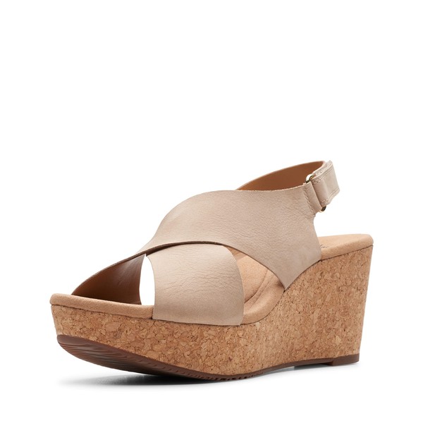 Clarks Women's Annadel Eirwyn Wedge Sandal, Sand Nubuck, 6.5