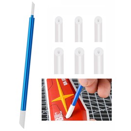 7 Piece Metal Wiping Rod Aluminum Lightweight 3 pieces of 3mm Wiping Cotton Heads 3 pieces of 5mm Wiping Cotton Heads Panel Line Cleaning Wiper Stick Plastic Model Tools Hobby Tools (Blue)