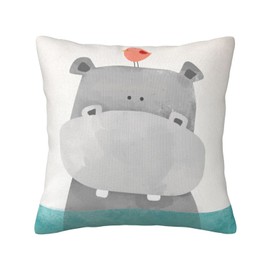 VARUN Hippo in Water Pillowcases Cartoon Big Animal Print Pillow Case Decorative Throw Pillow Cover for Home Sofa Office 18x18inch