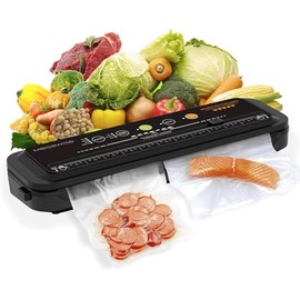 MegaWise Vacuum Sealer Machine | 80kPa Suction Power| Bags and Cutter Included | Compact One-Touch Automatic Food Sealer with External Vacuum System | Dry Moist Fresh Modes for All Saving needs