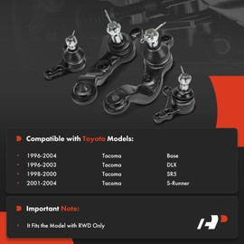 A-Premium Set of 4, Front Upper and Lower Ball Joints Kit, Compatible with Toyota Tacoma 1996-2004, RWD