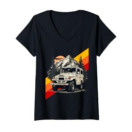 Womens Cruiser 40 Series Mountain Offroad 4 Wheel Drive 4wd FJ V-Neck T-Shirt