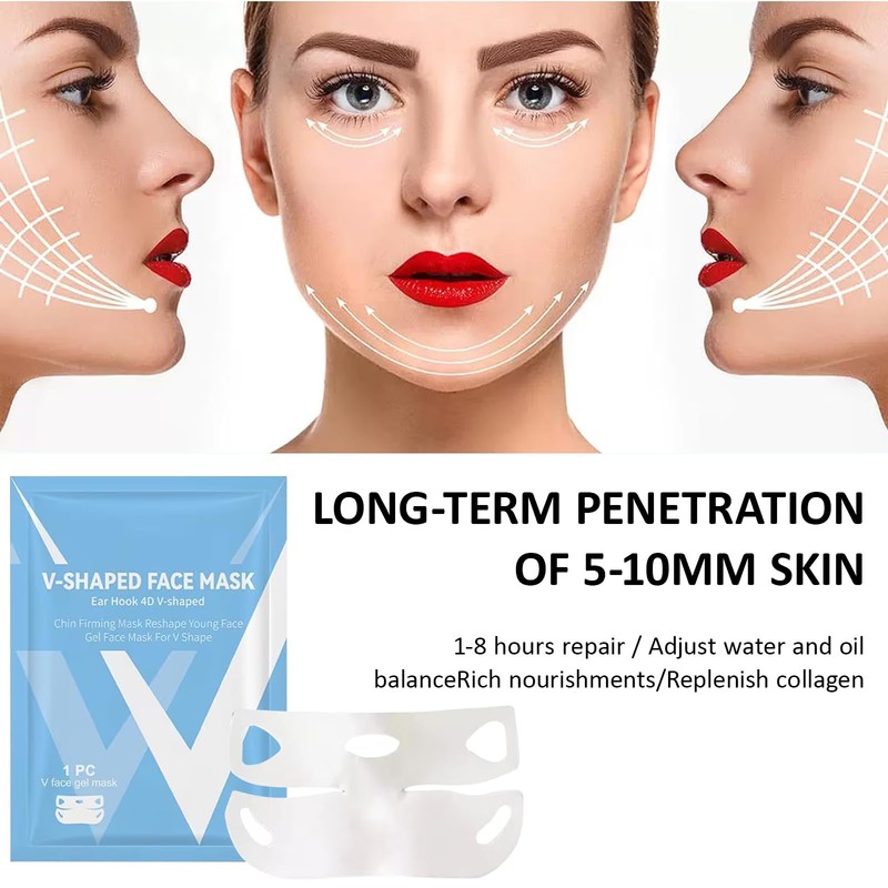 Leogony 10PCS Reducer Double Chin Mask, Hydrating and Anti-aging V