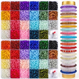 XSEINO 5700PCS 4mm Round Glass Beads for Jewelry Making, 23 Colors Crystal Beads for Bracelets Jewelry Making and DIY Crafts